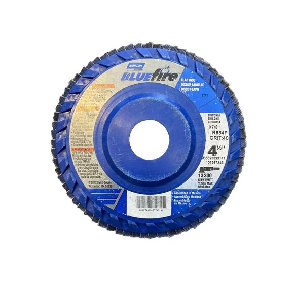 Norton Neon And Blue Fire Flap Discs 4 1/2 Various Grits 7 Count - Picture 5 of 8